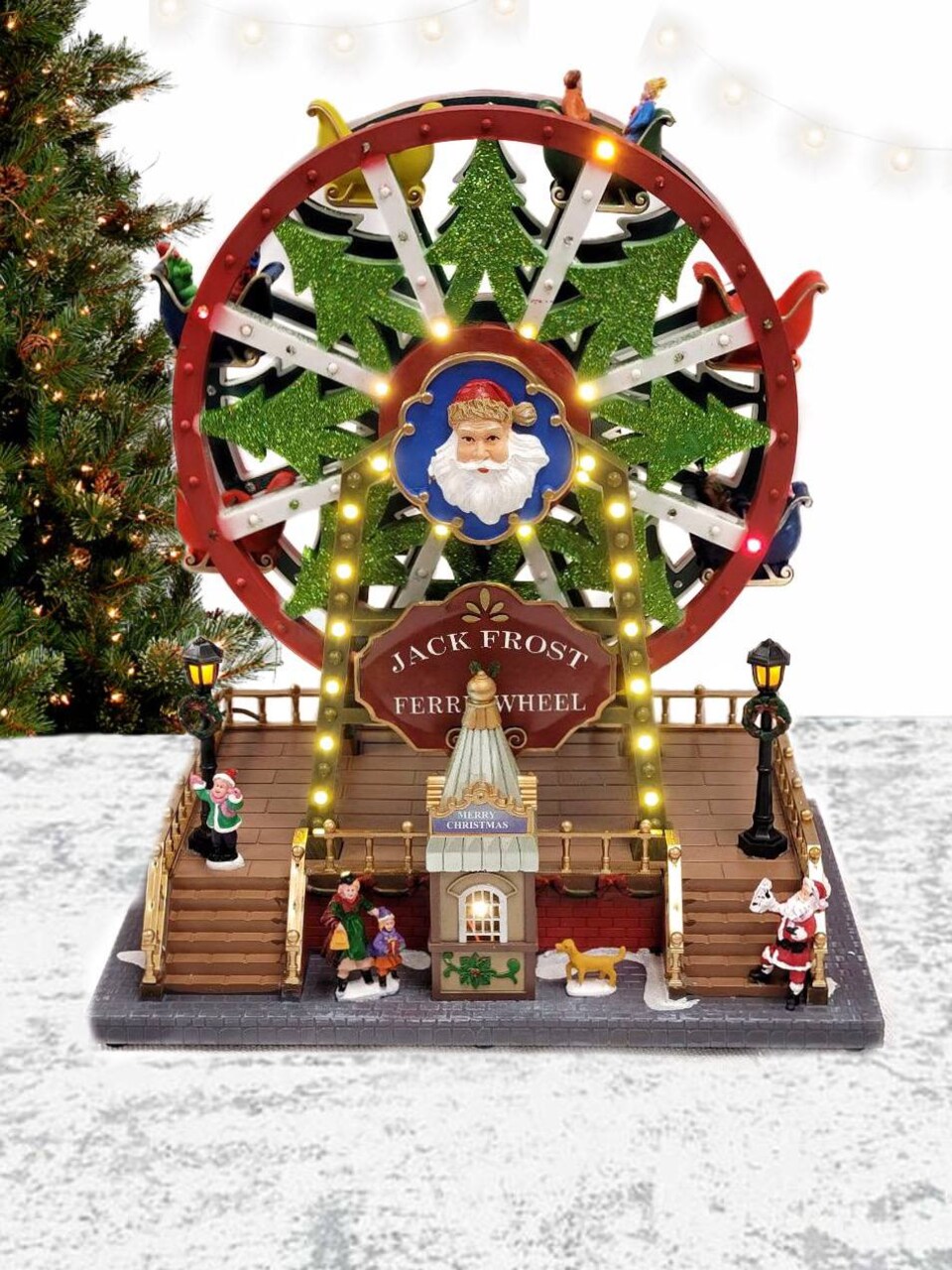 Santa's Carousel Christmas Miniature. Ferry Wheel Christmas Village. Jack Frost Christmas Carousel